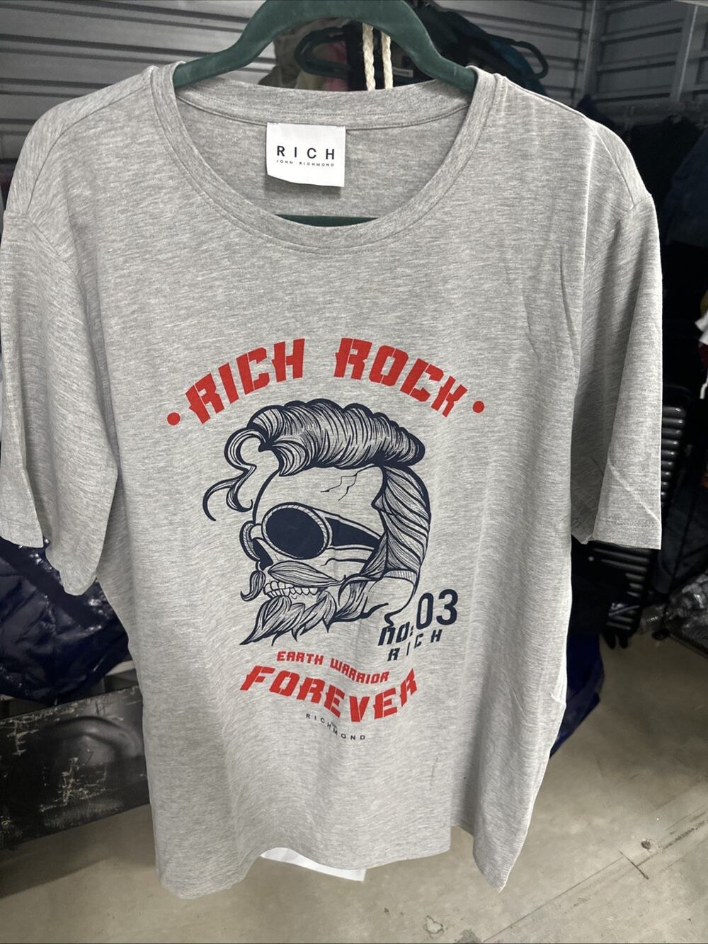 RICH JOHN RICHMOND T-Shirt Top XXL Rich Rock Print Short Sleeve